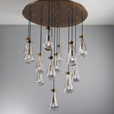 May Teardrop Glass Shade Statement Chandelier round brass ceiling plate view full pendant