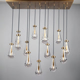 May Teardrop Glass Shade Statement Chandelier rectangular brass ceiling plate