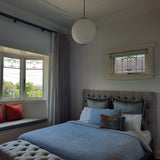 SMITH&SMITH Matte white opal glass Mona Pendant hanging in Kingsford Sydney bedroom