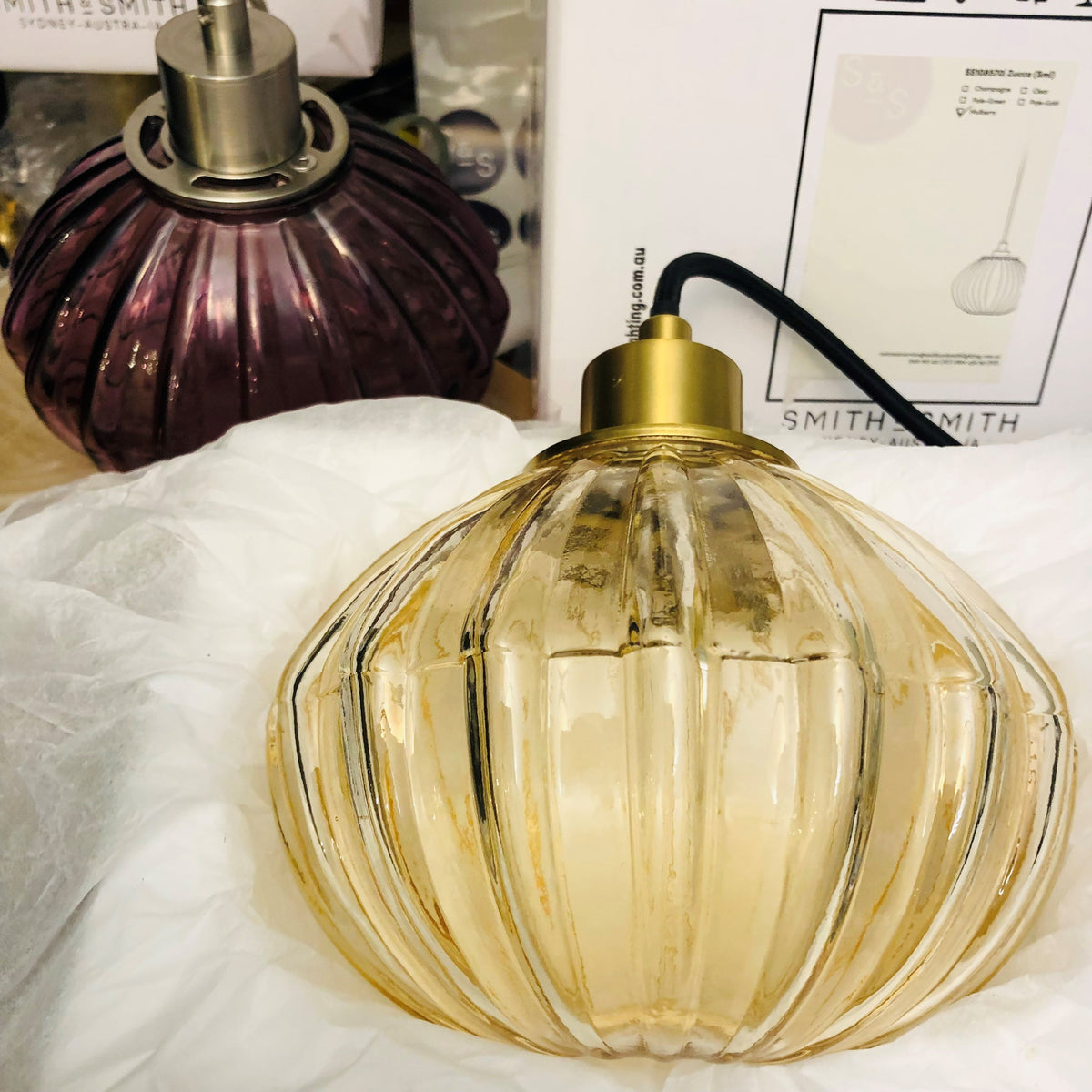 Zucca Mulberry Rippled Glass Pendant Lamp Small