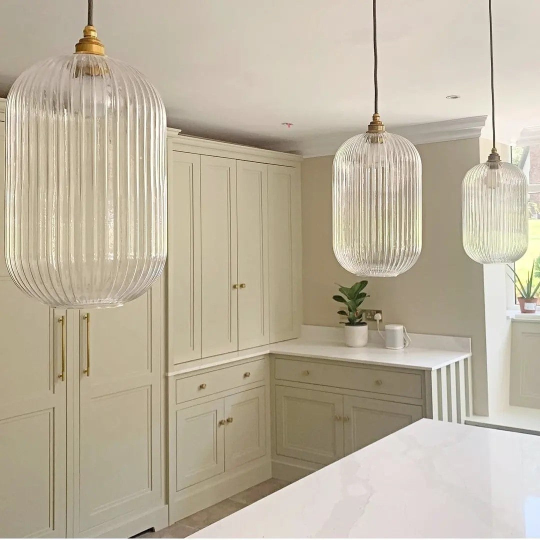 Reffro Rippled Clear Glass Column Pendant Lamp