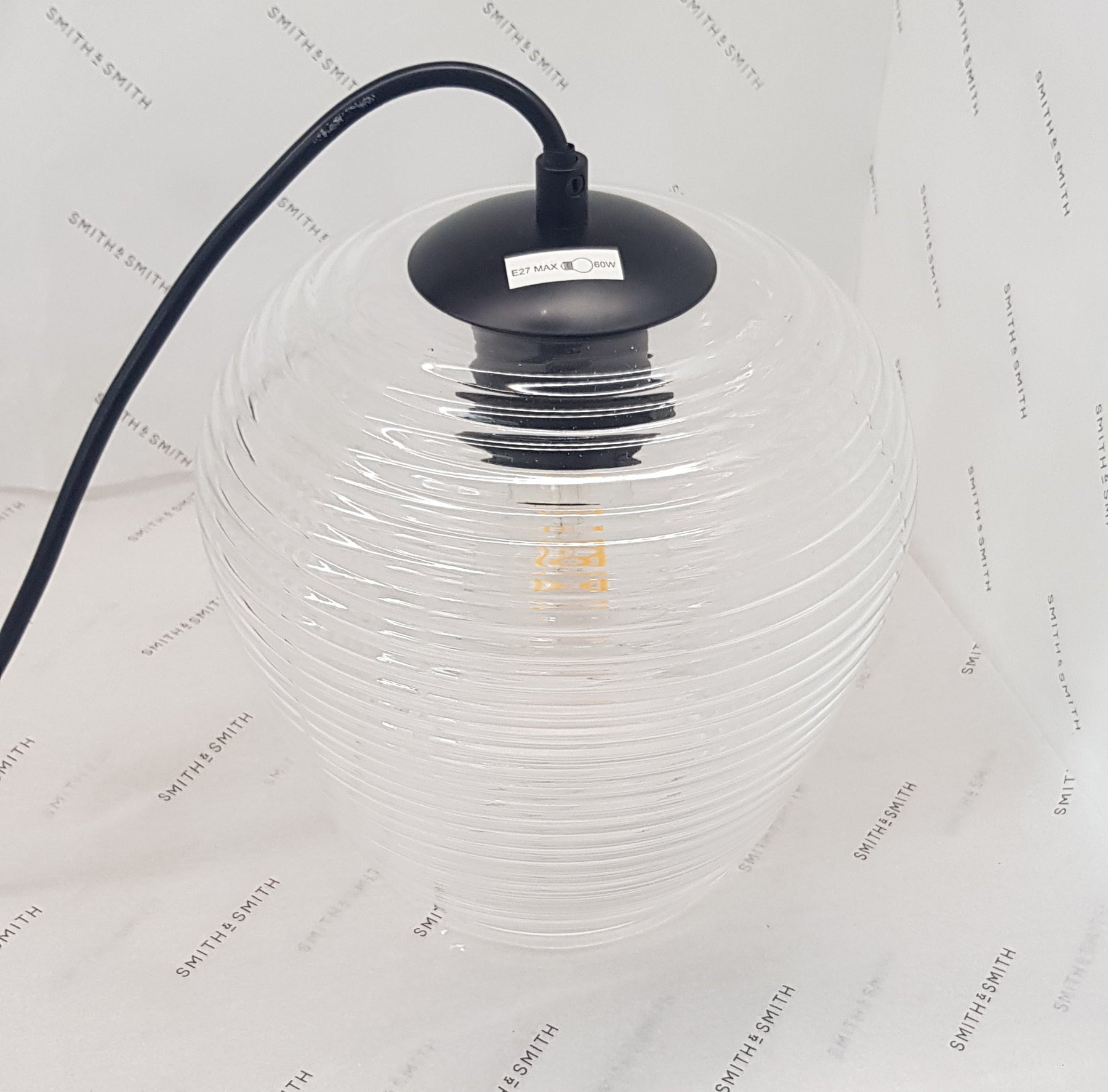 Rippe Rippled Pendant in Clear Glass