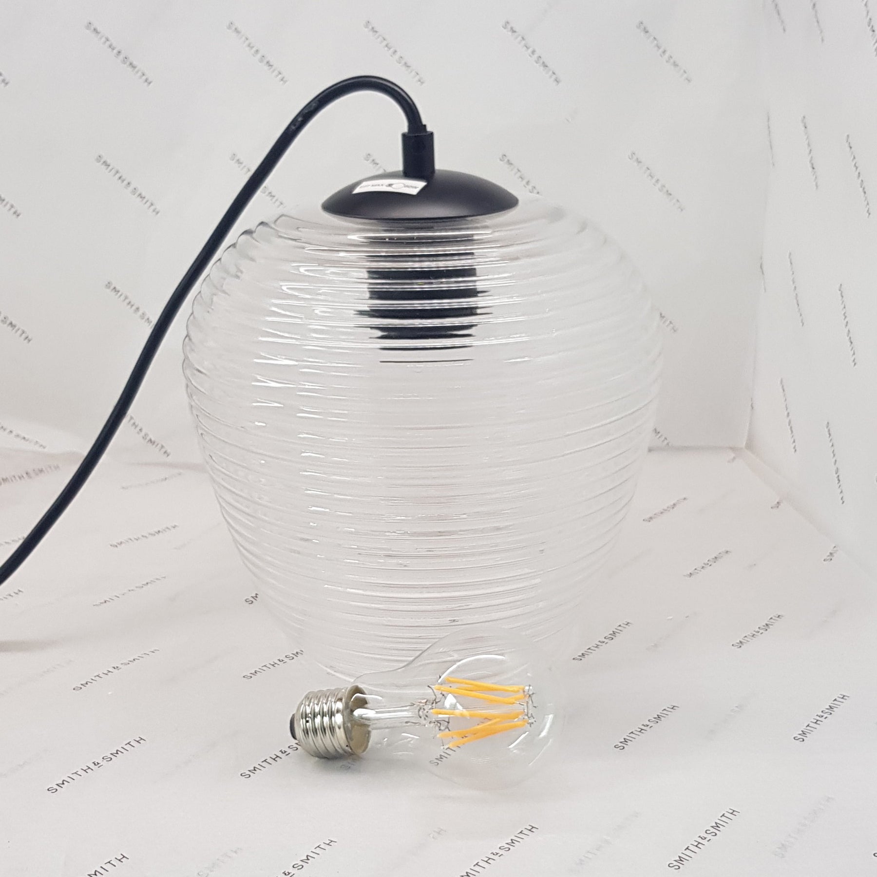 Rippe Rippled Pendant in Clear Glass