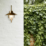 SMITH&SMITH Anniston Outdoor Lamp in Antique Brass on outdoor Australian Home White brick wall insta