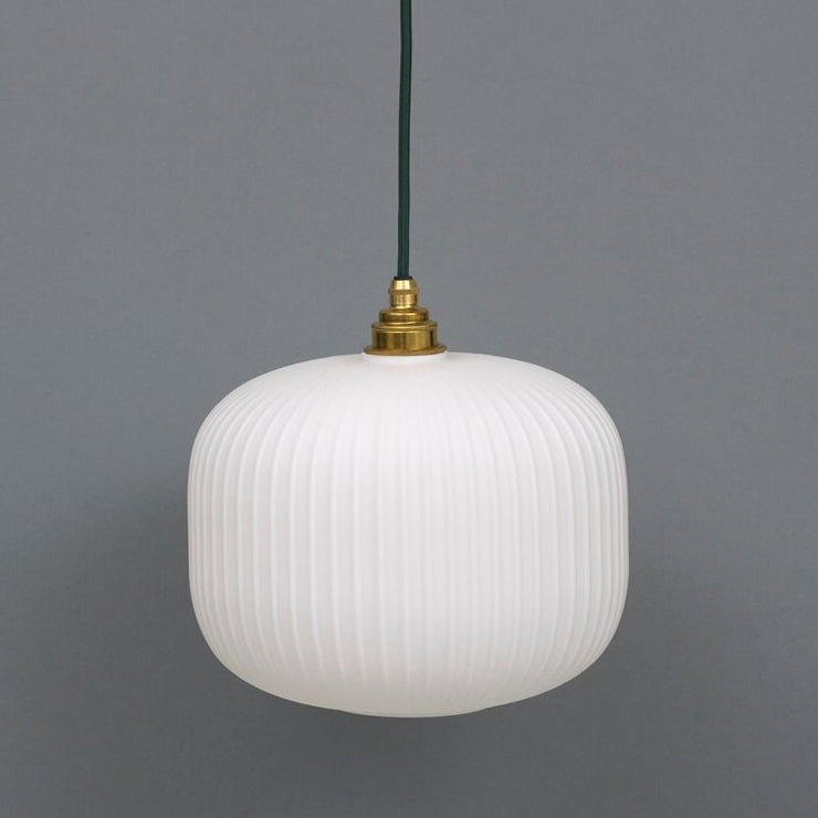 Ashter Hand-blown Lantern Pendant in Matte-white Opal Glass