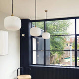 Ashter Hand-blown Lantern Pendant in Matte-white Opal Glass