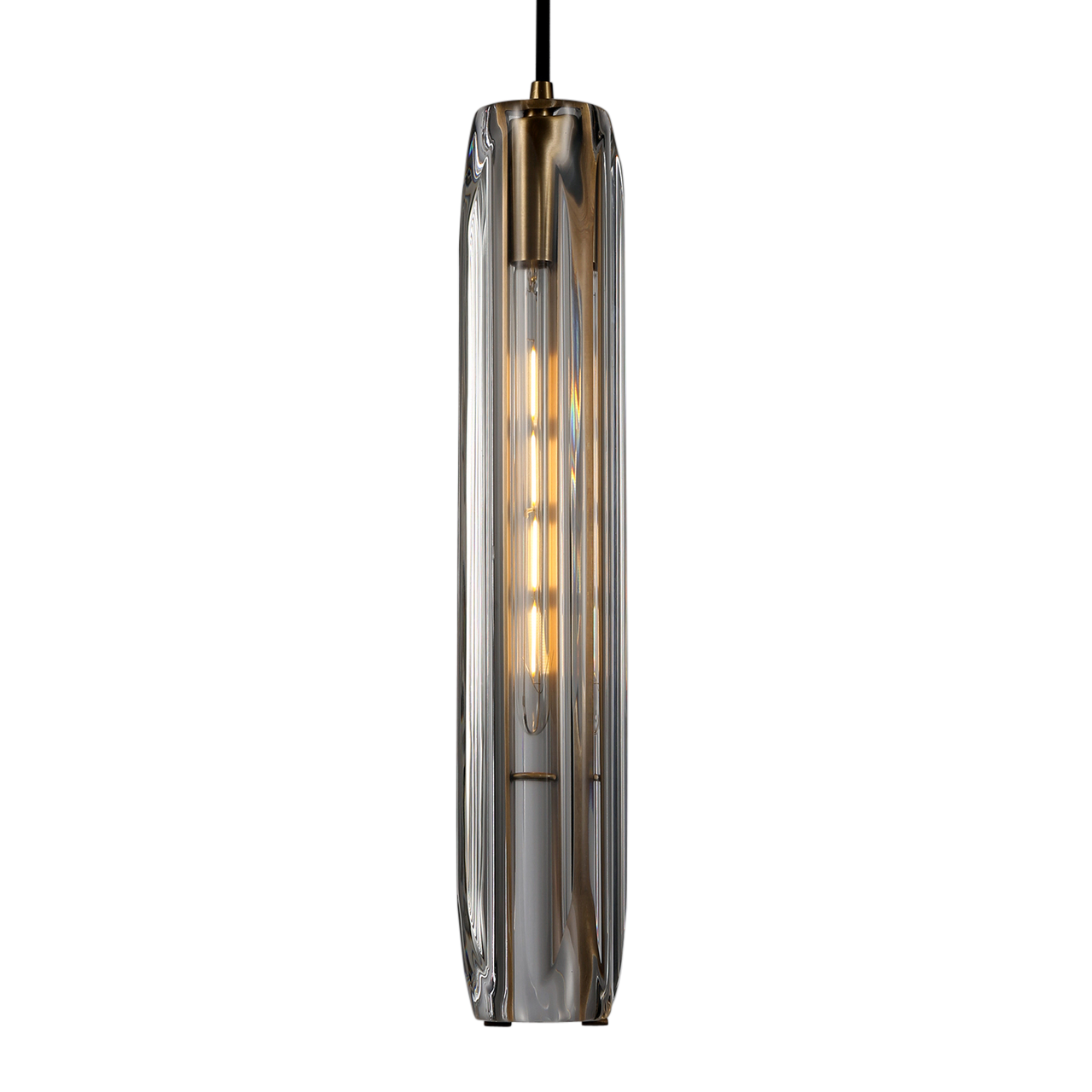 SMITH&SMITH Charles Brass and Glass Pendant Lamp - illuminated