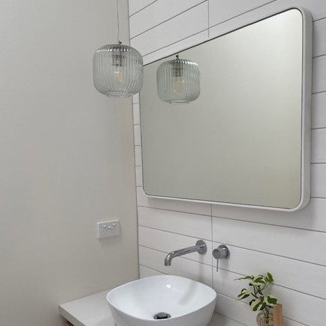 SMITH&SMITH Clear Reeded Fluted Glass Pendant Lamp in Australian Bathroom