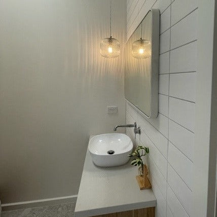 SMITH&SMITH Clear Reeded Fluted Glass Pendant Lamp in Australian Bathroom