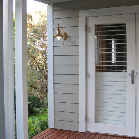 SMITH&SMITH Conway Antique Brass Outdoor Wall Lamp used on back step of this Australian home insta