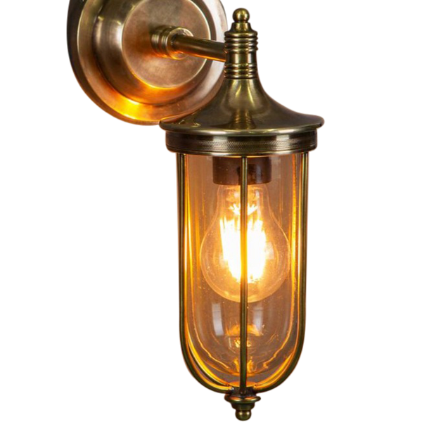 SMITH&SMITH Derwent Outdoor Wall Lamp in Antique Brass with clear glass