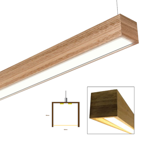 Devonport Australian Timber Linear LED Pendant Lamp Natural Clear Fin SMITH SMITH