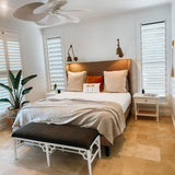 SMITH&SMITH Douglas Antique Brass Flexible Arm Sconce Wall Light in Beachouse bedroom in Northern NSW insta