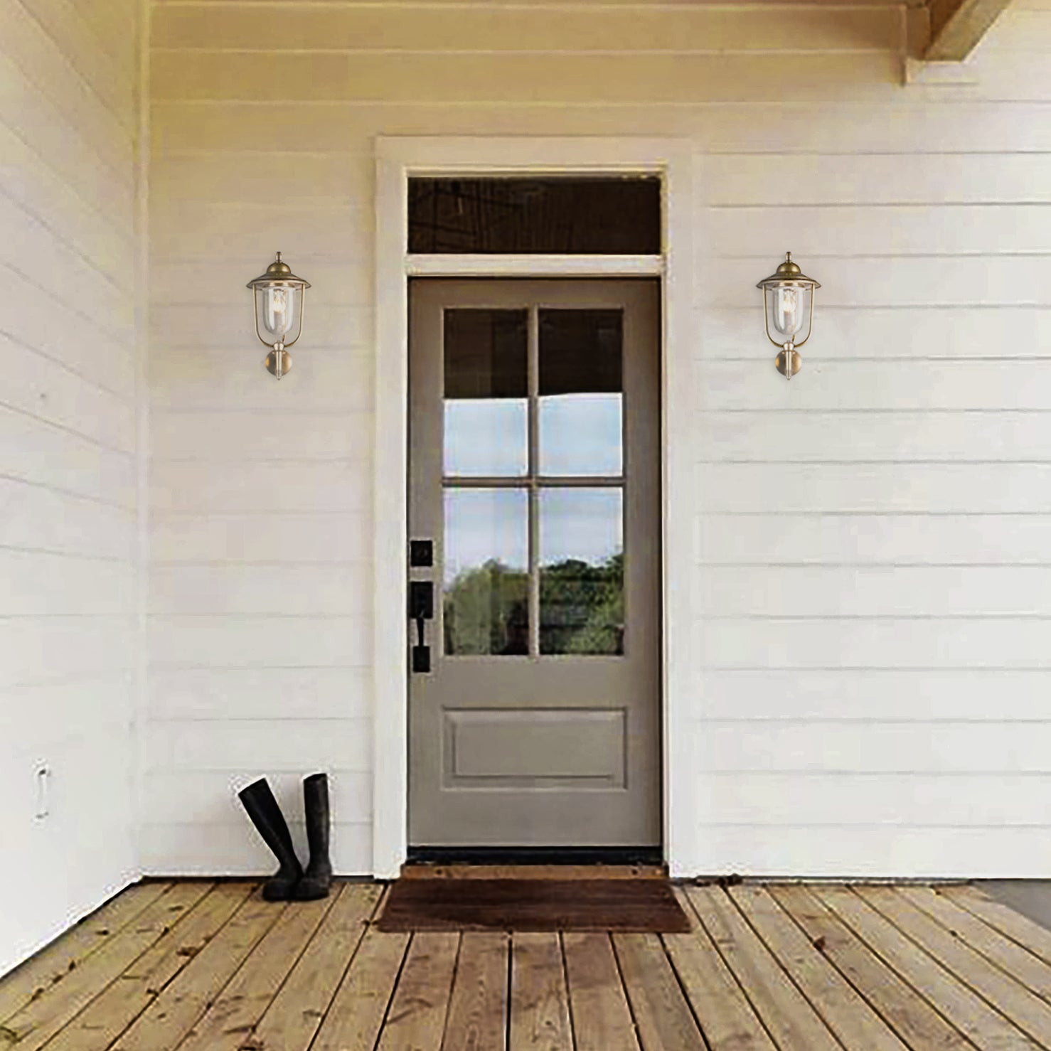 SMITH&SMITH Flagstaff Outdoor Lamp in Antique Brass used at front door of a traditional suburban Australian home. insta