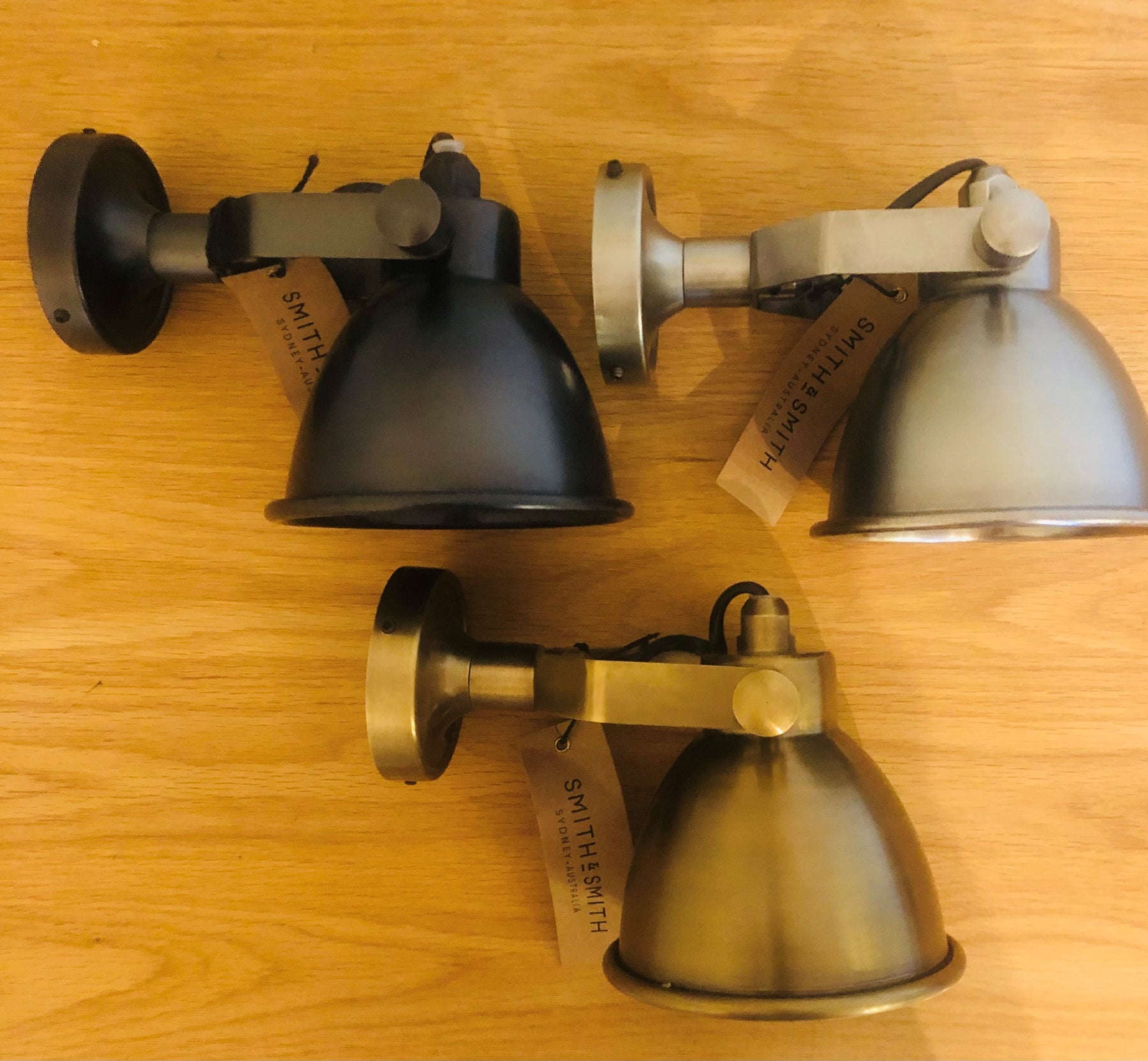 SMITH&SMITH Florence Indoor Wall Lamp in Black Antique Silver and Antique Brass