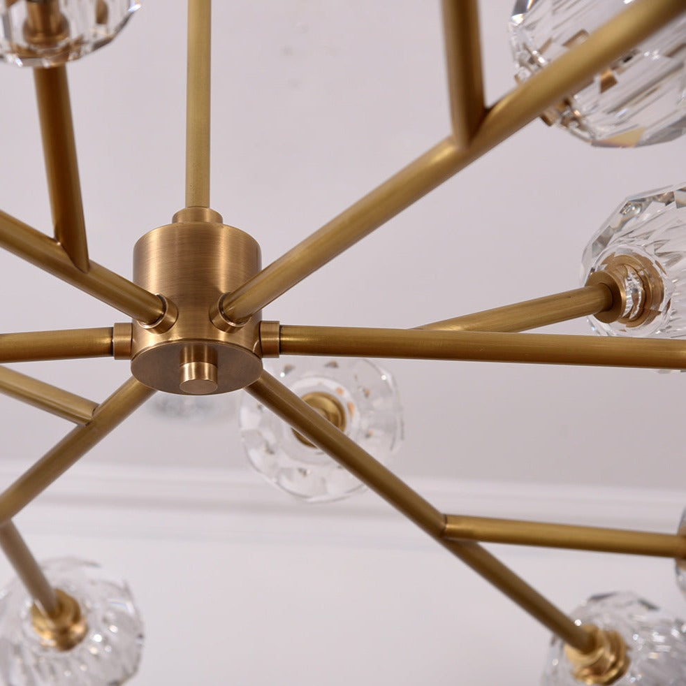 Balle Be Crystal Round Chandelier 48" close up of the finish quality