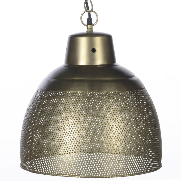 Keira Perforated Iron Dome Pendant Lamp in Brass