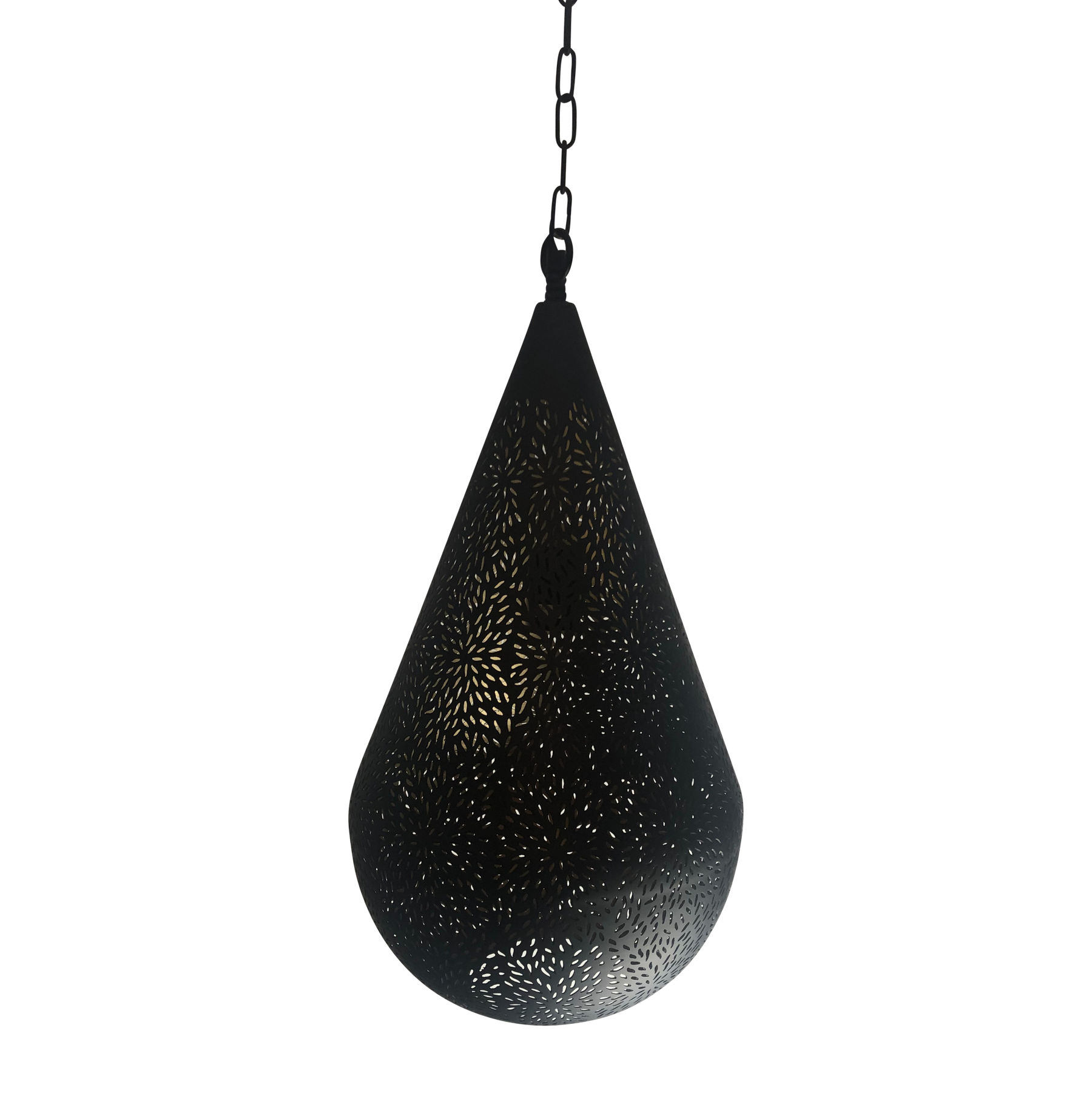SMITH&SMITH Lighting Kova Large Black Perforated Teardrop Pendant Lamp in Aquarius style ZAF11098BK  profile view