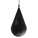 SMITH&SMITH Lighting Kova Large Black Perforated Teardrop Pendant Lamp in Aquarius style ZAF11098BK closer up profile view