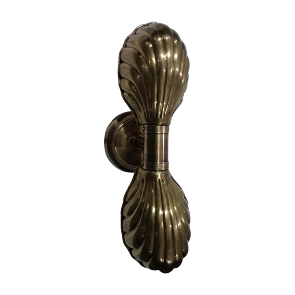 SMITH&SMITH Lighting Sydney Calico Brass Scallop Seashell Shaped Double Sconce Wall Light up-down view