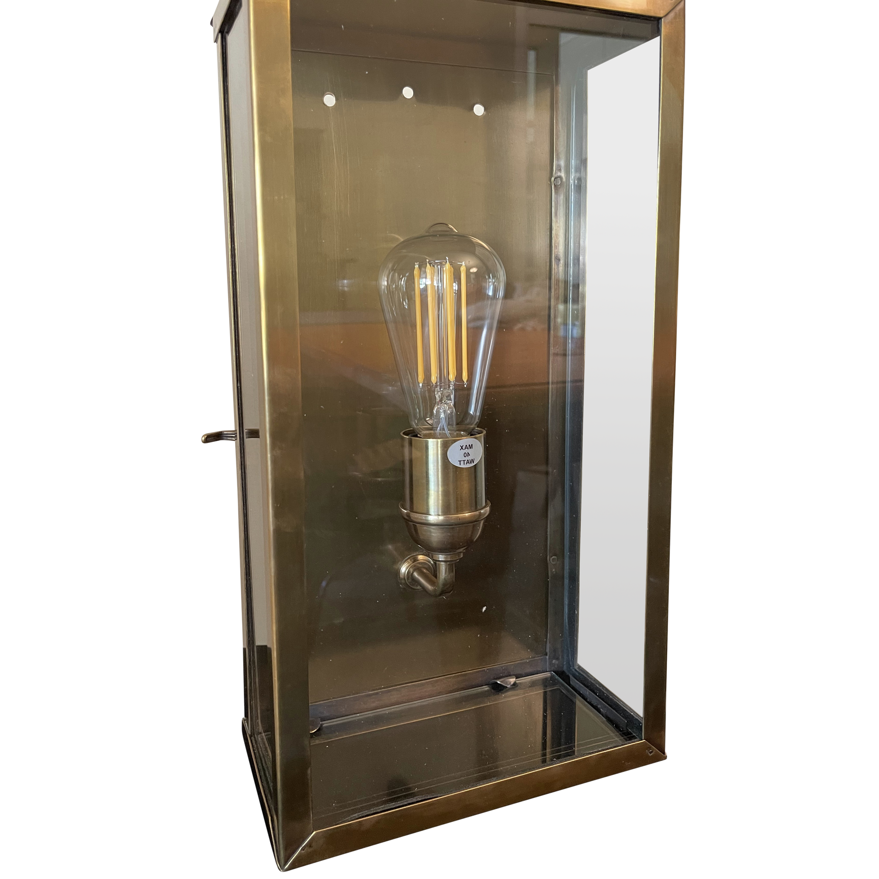 SMITH&SMITH Lighting Sydney Camden Lantern Outdoor Wall Lantern Lamp in Antique Brass front size view