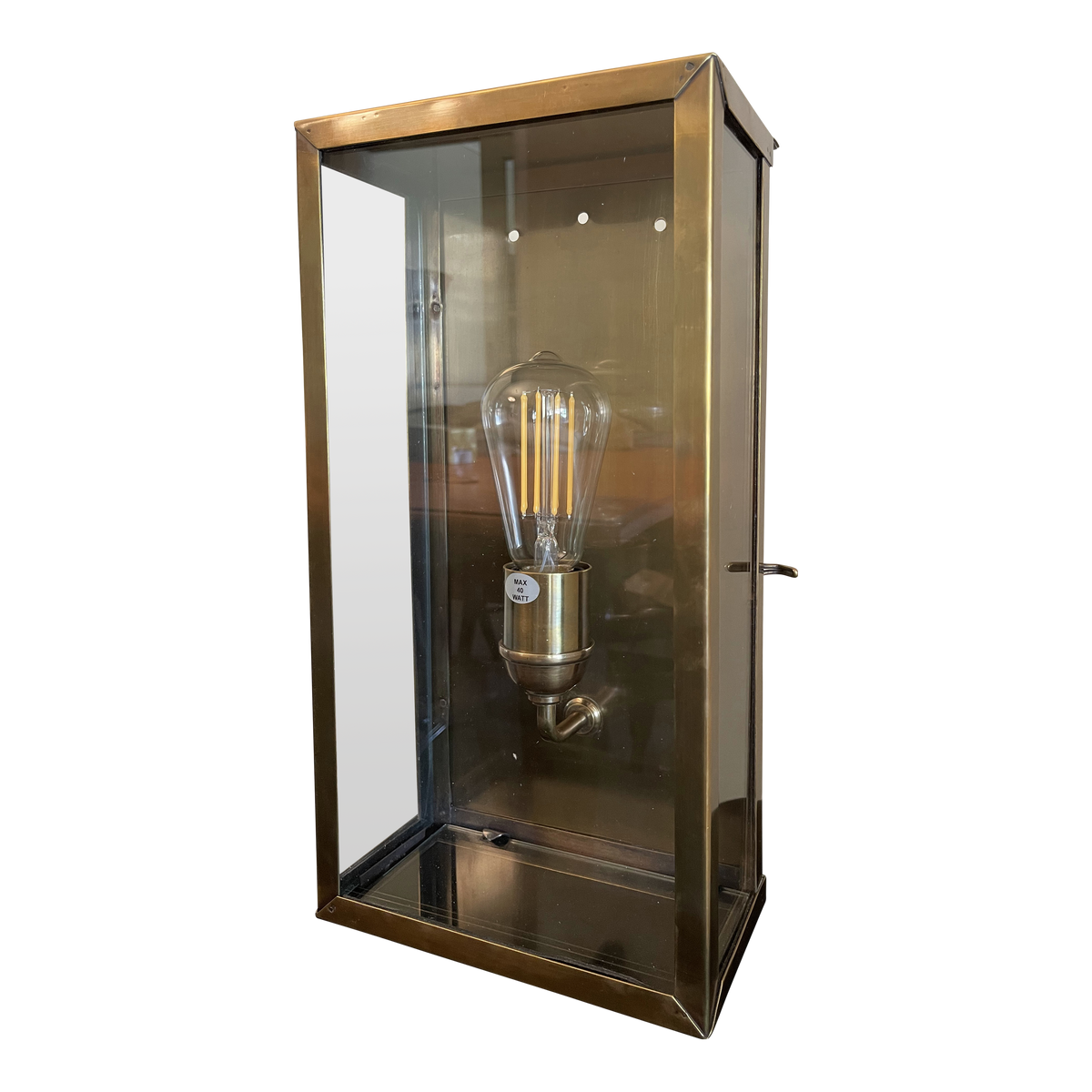 SMITH&SMITH Lighting Sydney Camden Lantern Outdoor Wall Lantern Lamp in Antique Brass front angle view