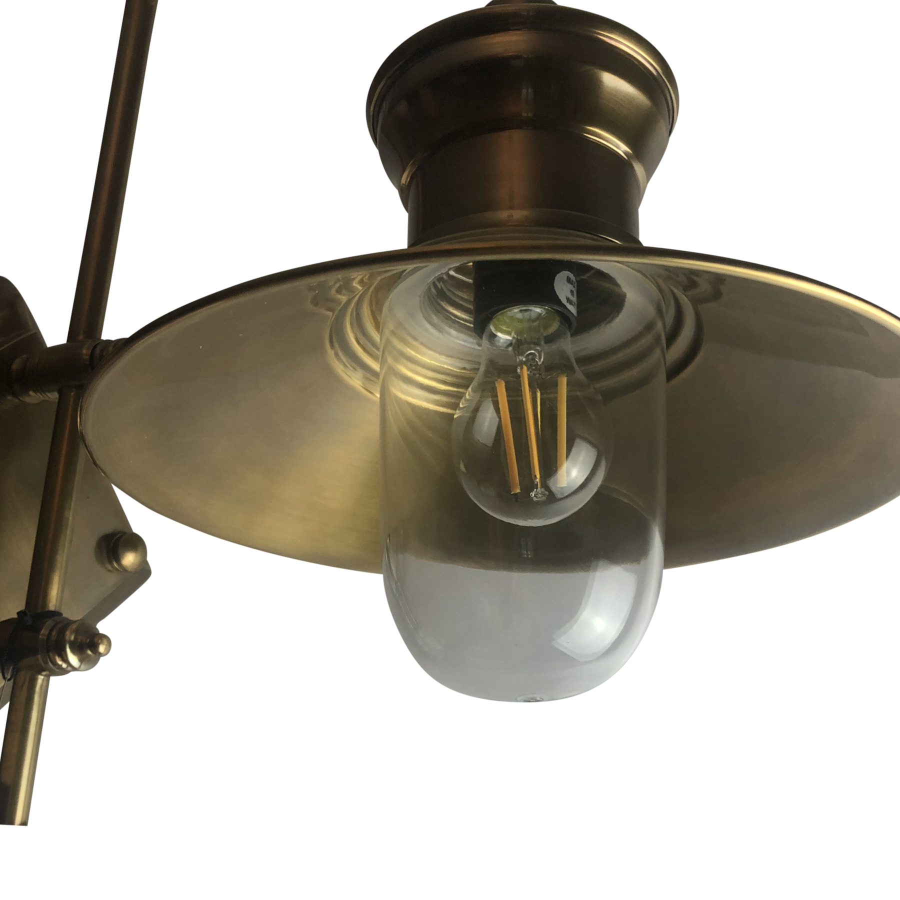 SMITH&SMITH Lighting Sydney Conway Antique Brass Outdoor Wall Lamp  close up view of clear glass shade St James Outdoor Lamp style ELPIM59526AB