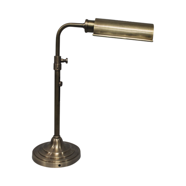 SMITH&SMITH Lighting Sydney Downey Traditional English Desk Lamp available in Antique Brass  in Brooklyn Adjustable Lamp Shade style ELPI 50591AB profile view