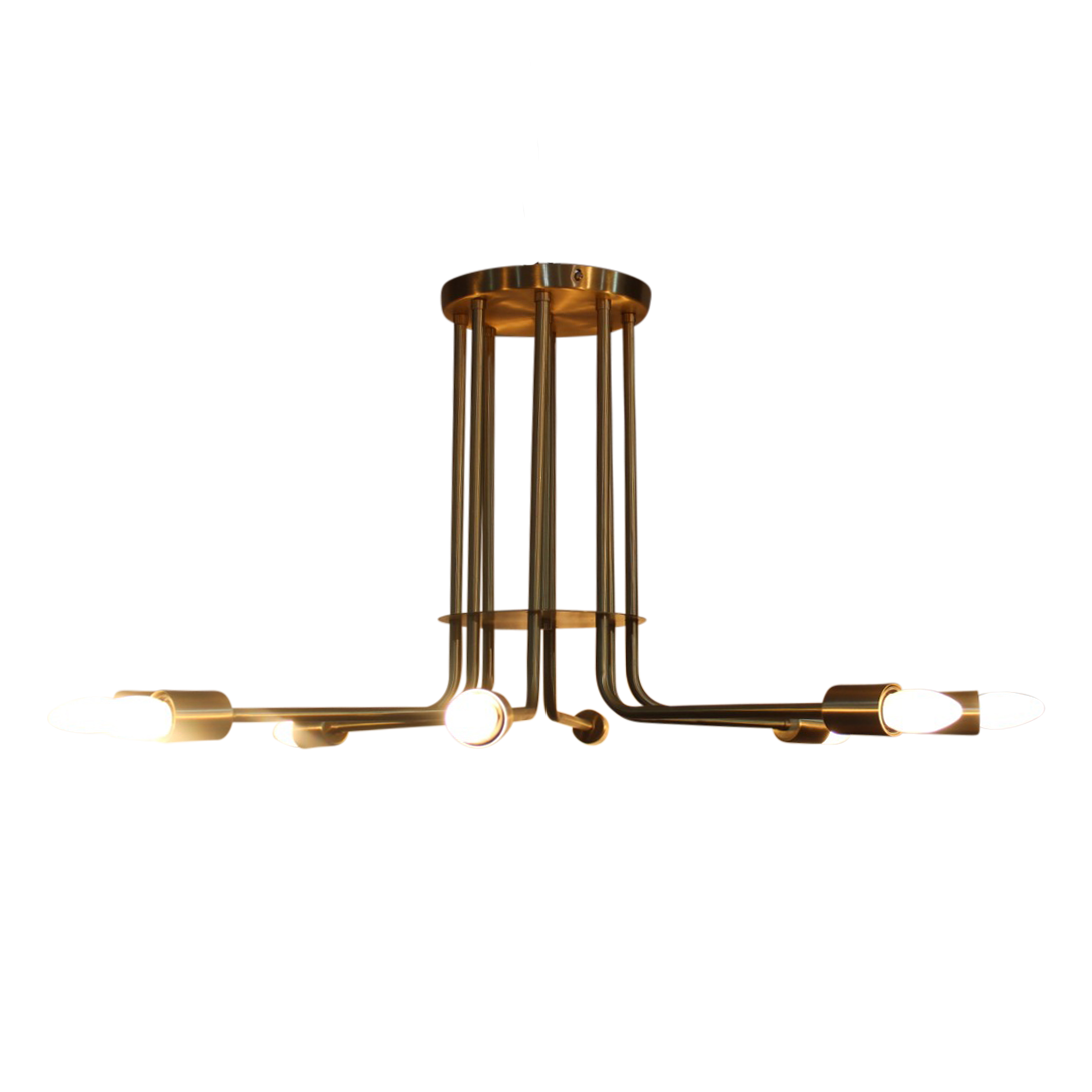 SMITH&SMITH Lighting Sydney Durban Semi Flush 8 arm Brass Pendant Lamp ILASTRO.C6.CL profile view