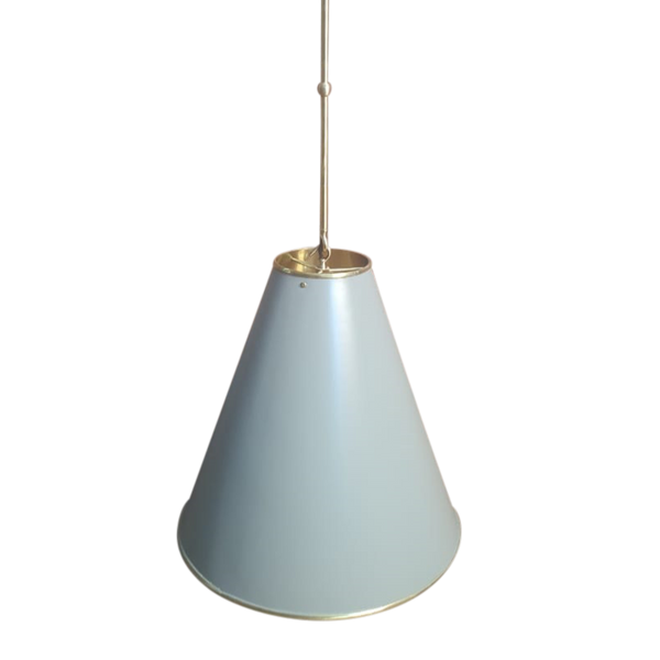SMITH&SMITH Lighting Sydney East Hamptons Solid Brass Hand-crafted Pendant Lamp in sage green upper profile view
