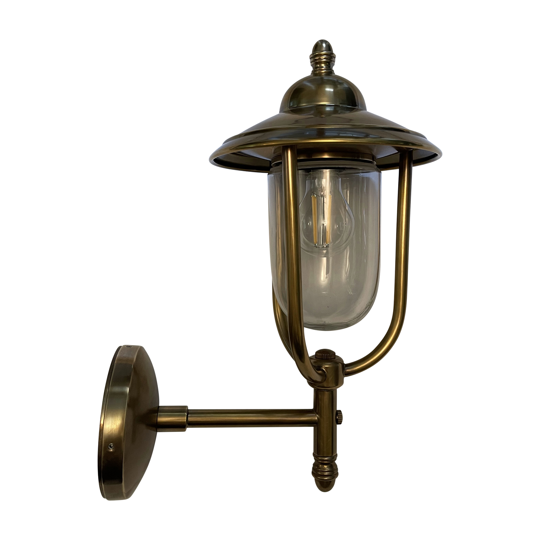 SMITH&SMITH Lighting Sydney Flagstaff Brass Outdoor Wall Lamp in Pier Outdoor Lamp Style PIM51230 side profile view