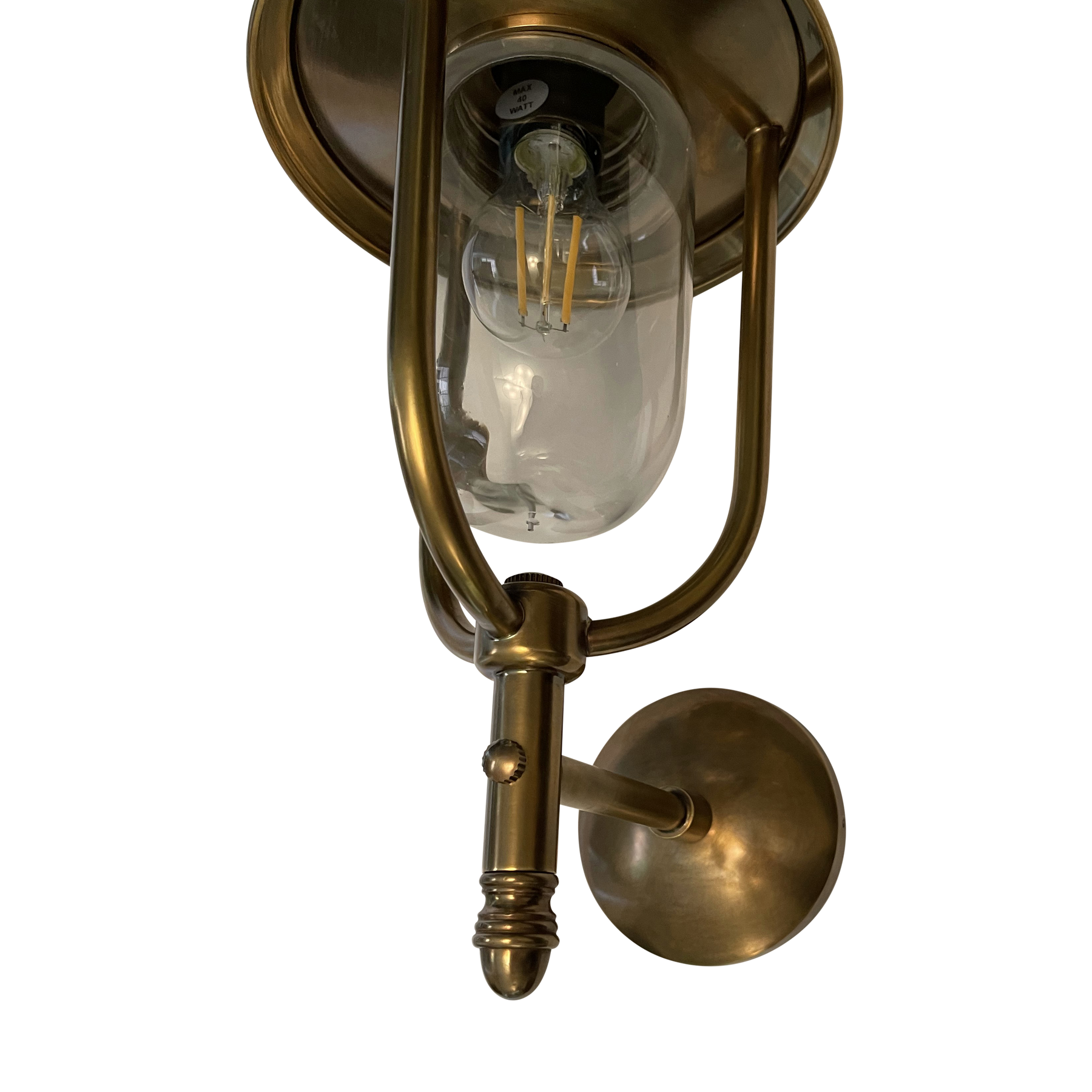 SMITH&SMITH Lighting Sydney Flagstaff Brass Outdoor Wall Lamp in Pier Outdoor Lamp Style PIM51230 bottom up view