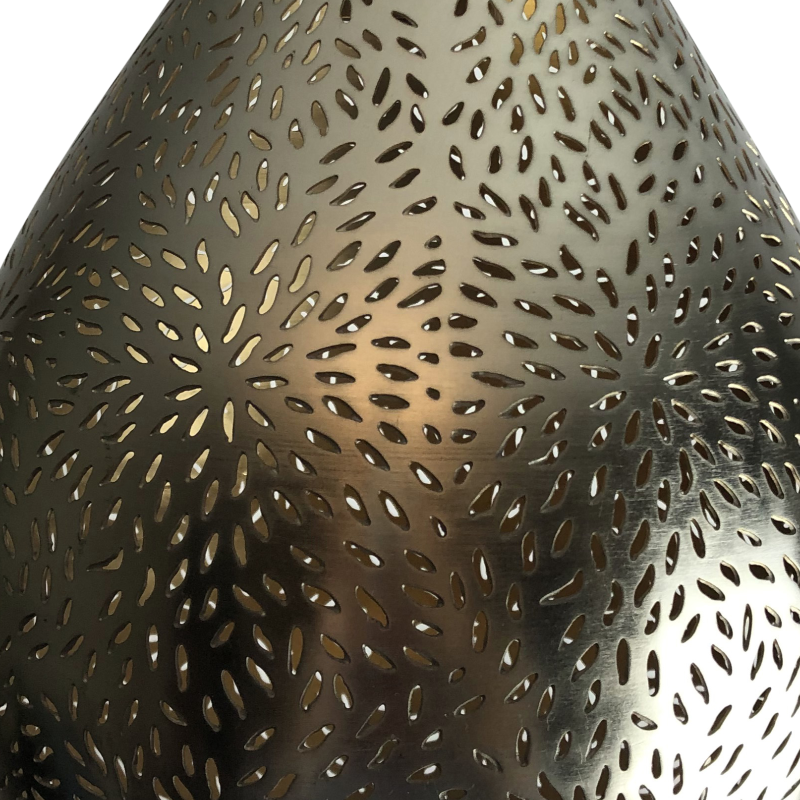SMITH&SMITH Lighting Sydney Kova Medium Metallic Nickel Perforated Teardrop Pendant Lamp Aquarius style ZAF10226NI  close up of pattern