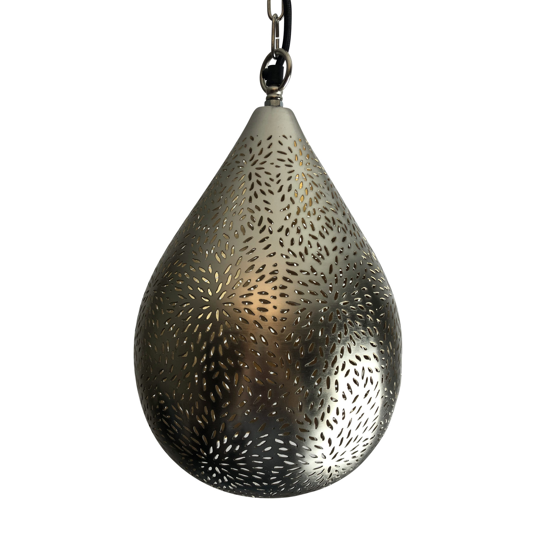 SMITH&SMITH Lighting Sydney Kova Small Metallic Nickel Perforated Teardrop Pendant Lamp