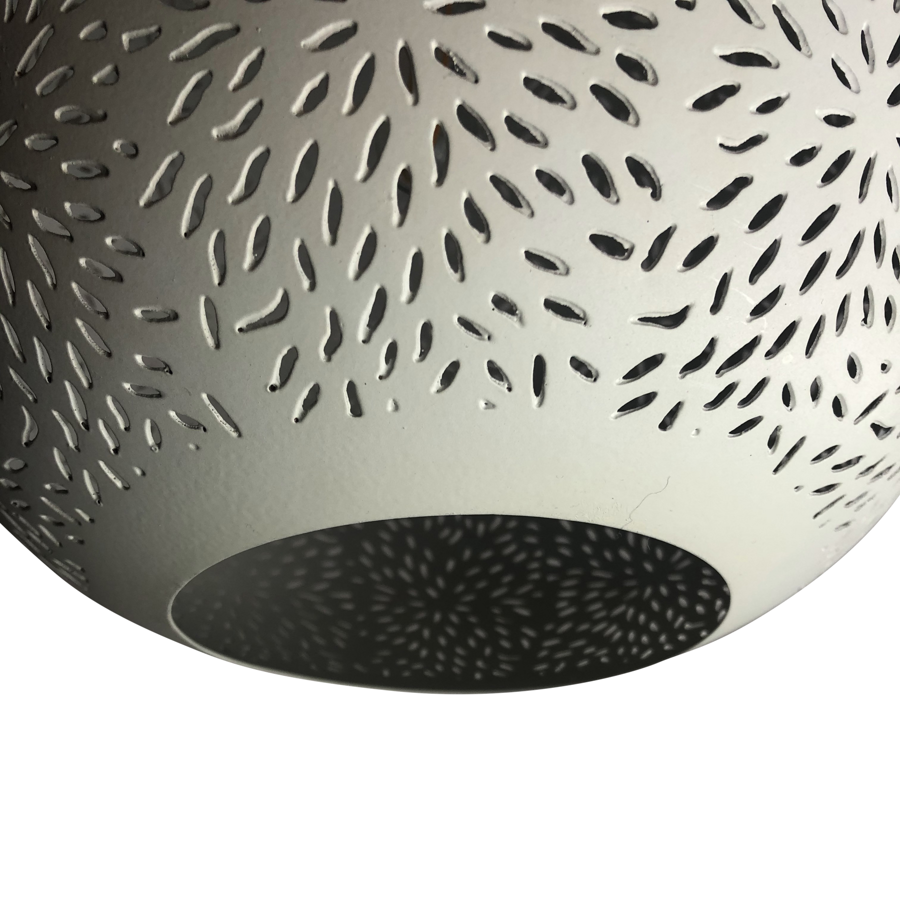 SMITH&SMITH Lighting Sydney Kova Small White Perforated Teardrop Pendant Lamp Aquarius Lamp ZAF10225WH  bottom up close up view