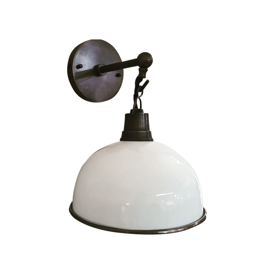 SMITH&SMITH Lighting Sydney Omaru Iron Dome White Hanging Wall Lamp profile view