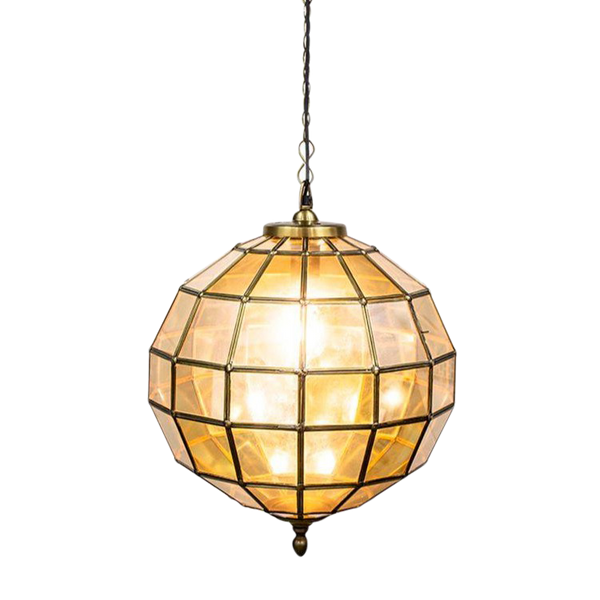 SMITH&SMITH Lighting Sydney Rainer Brass Pendant Lamp with clear glass panels Medium size