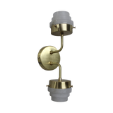 SMITH&SMITH Lighting Sydney Rockingham Double Sconce Brass Wall Light with Alabaster shade  up down profile view non-illuminated
