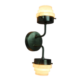 SMITH&SMITH Lighting Sydney Rockingham Double Sconce Brass Wall Light with Alabaster shade  illimunated