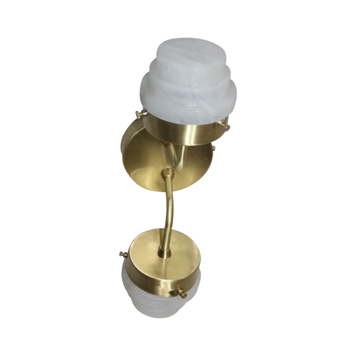 SMITH&SMITH Lighting Sydney Rockingham Double Sconce Brass Wall Light with Alabaster shade  top down view