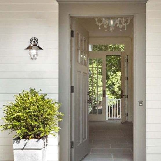 SMITH&SMITH Prescott Outdoor Wall Lamp in Antique Silver on Australian weatherboard home. insta