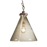 SMITH&SMITH Rivina Medium Antique Silver Hand-blown Glass Cone Pendant Lamp