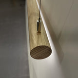 SMITH&SMITH Simpson Australian Round Timber LED Pendant Lamp view from one end looking down on top of the lamp
