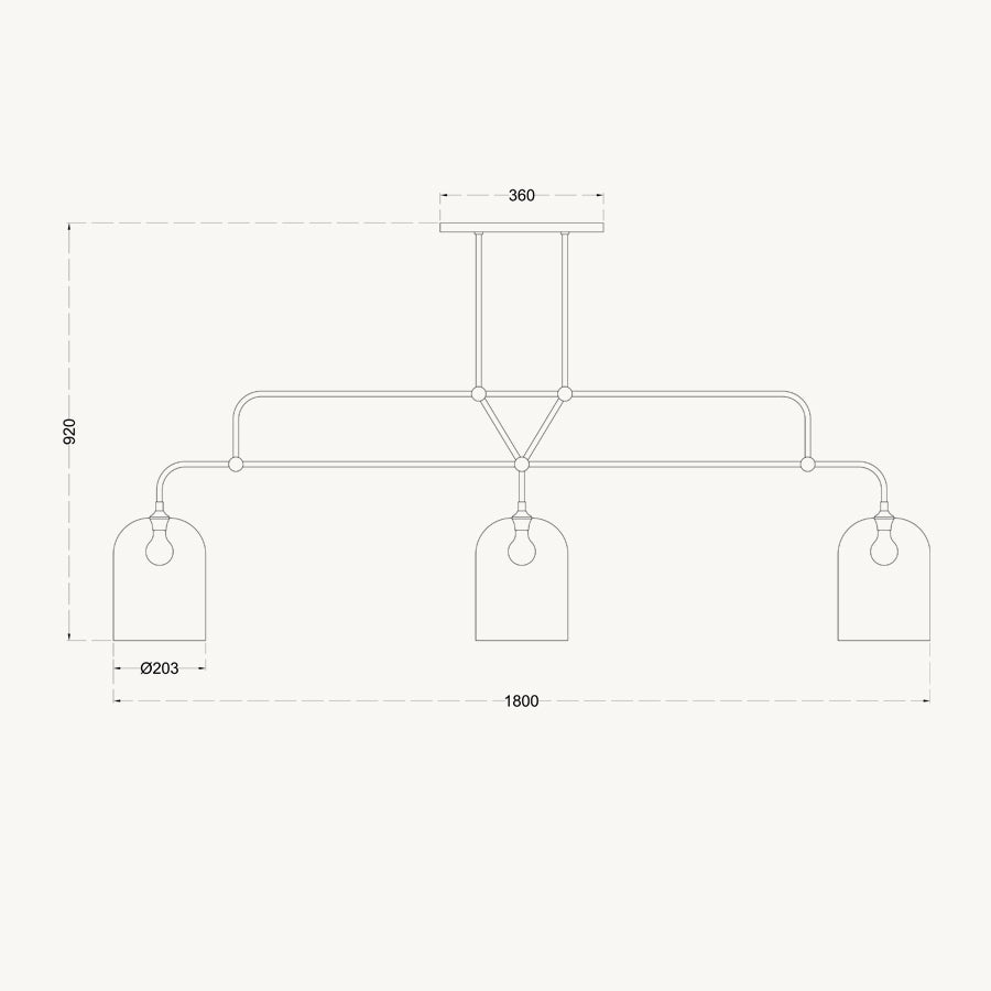 Staten 3 Lamp Brass Island Pendant