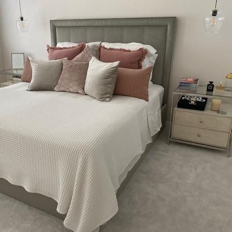 SMITH&SMITH Zarz Crystal Glass Lights hanging as bedside lighting in this Australian bedroom setting insta