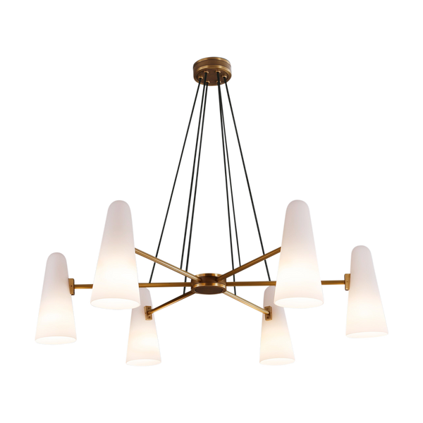 Willowbrook White Opal Glass and Brass Chandelier