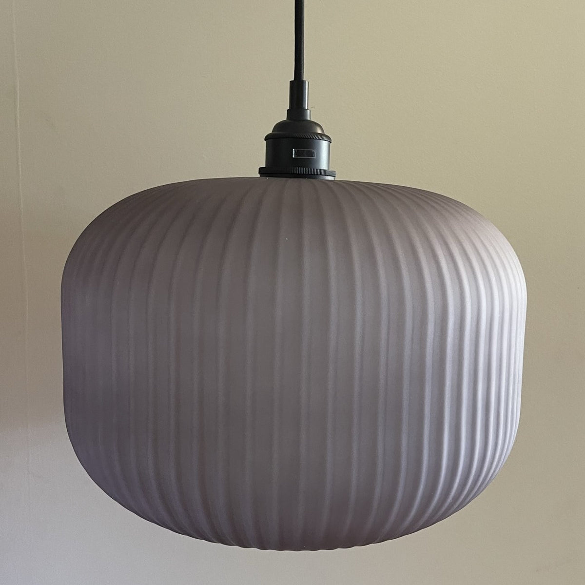 Ashter Hand-blown Lantern Pendant in Matte-Grey Glass