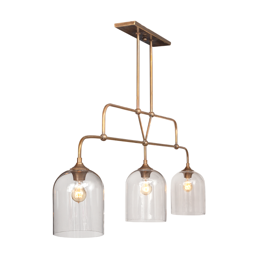 Staten 3 Lamp Brass Island Pendant