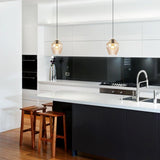 Zarz Amber Glass Pendants from SMITH&SMITH Lighting used above this Kitchen Island bench in Queensland Australia. insta
