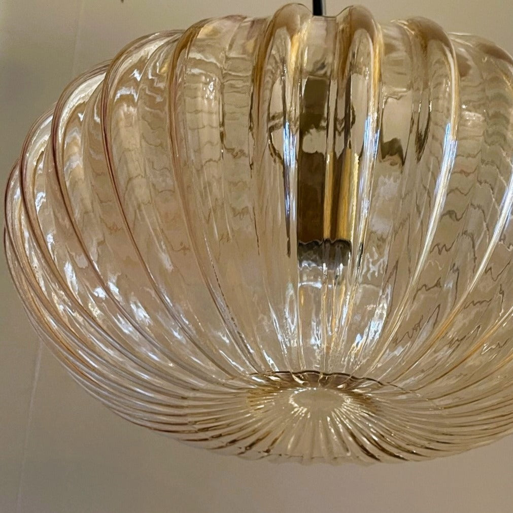 Zucca Pale Gold Rippled Glass Pendant Lamp